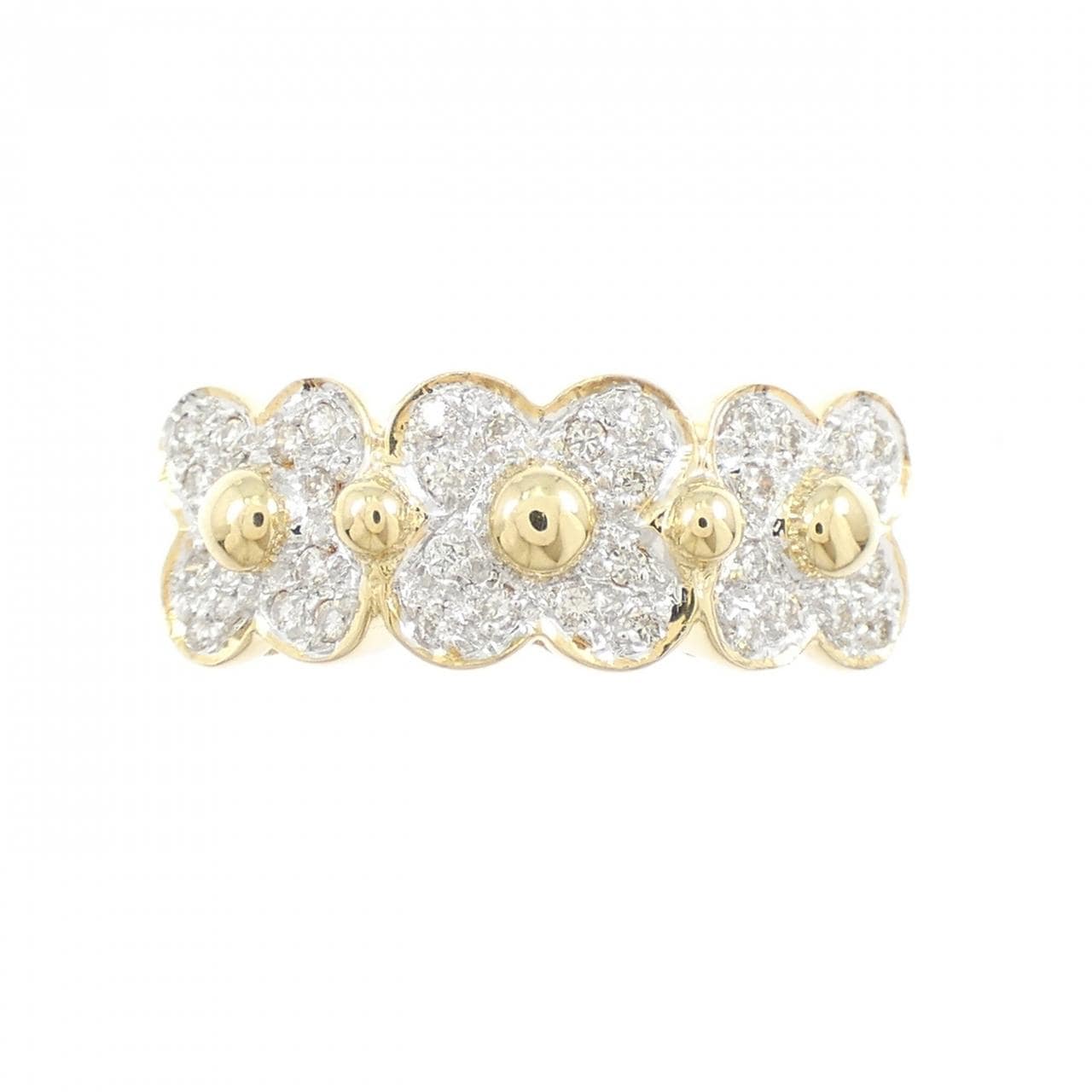 K18YG/K18WG フラワー ダイヤモンド リング 0.20CT
