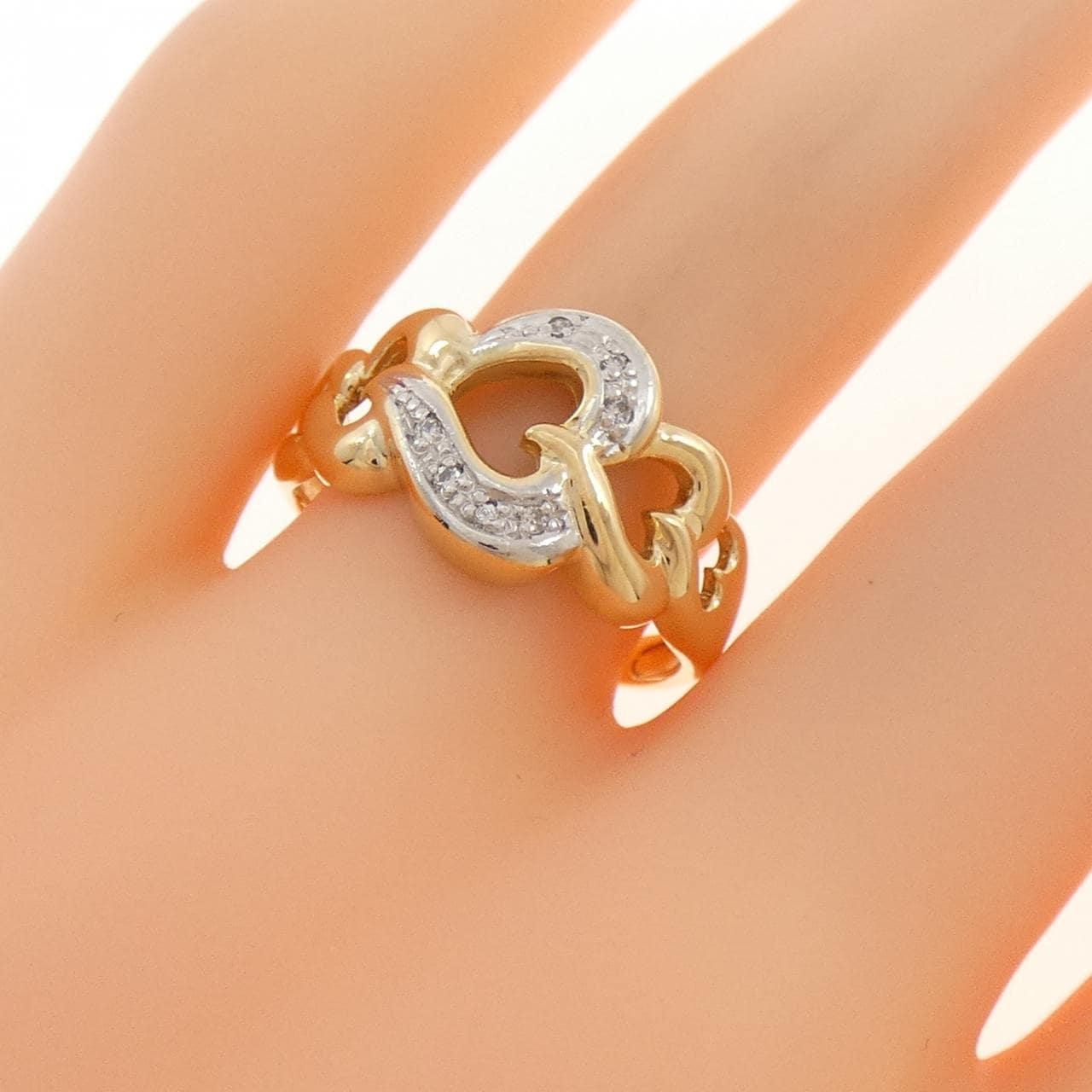 K18YG/PT900 ハート ダイヤモンド リング 0.04CT