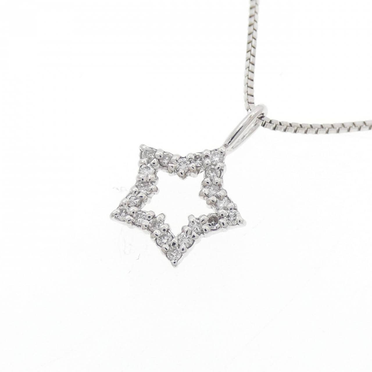 K18WG スター ダイヤモンド ネックレス 0.10CT