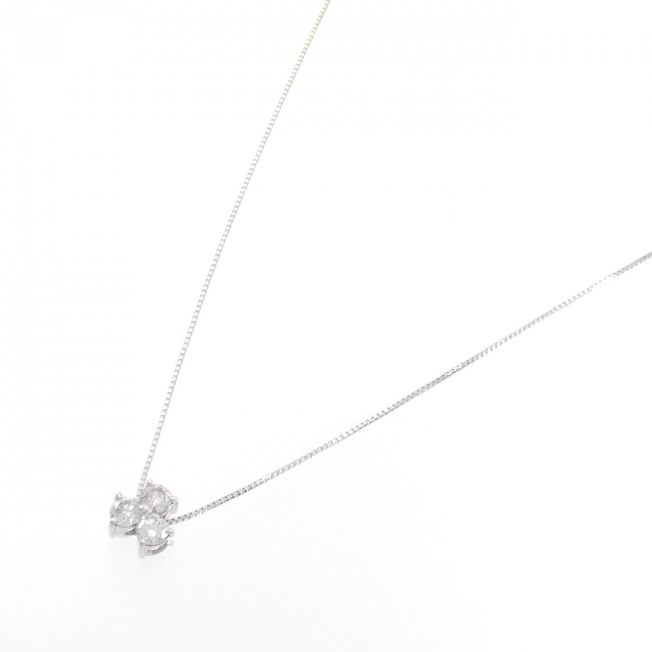 K18WG Three Stone Diamond Necklace 0.3CT