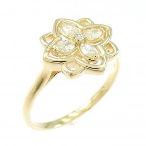 【新品】K18YG フラワー ダイヤモンド リング 0.20CT