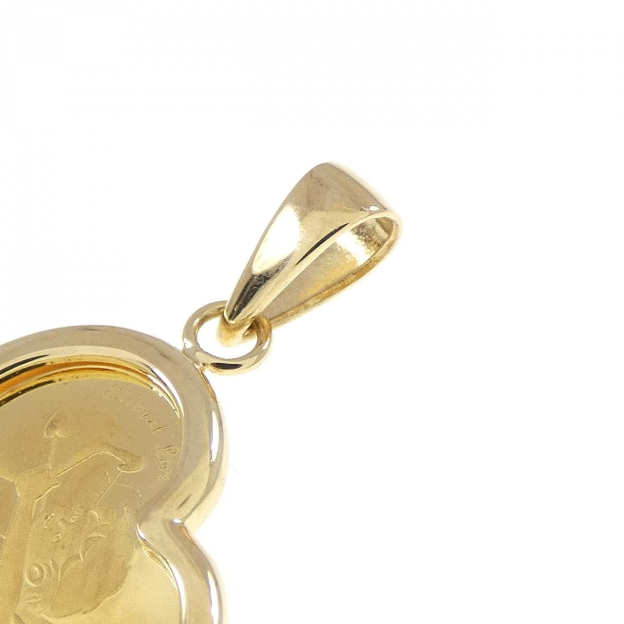K18YG(枠) ハート コイン ペンダント