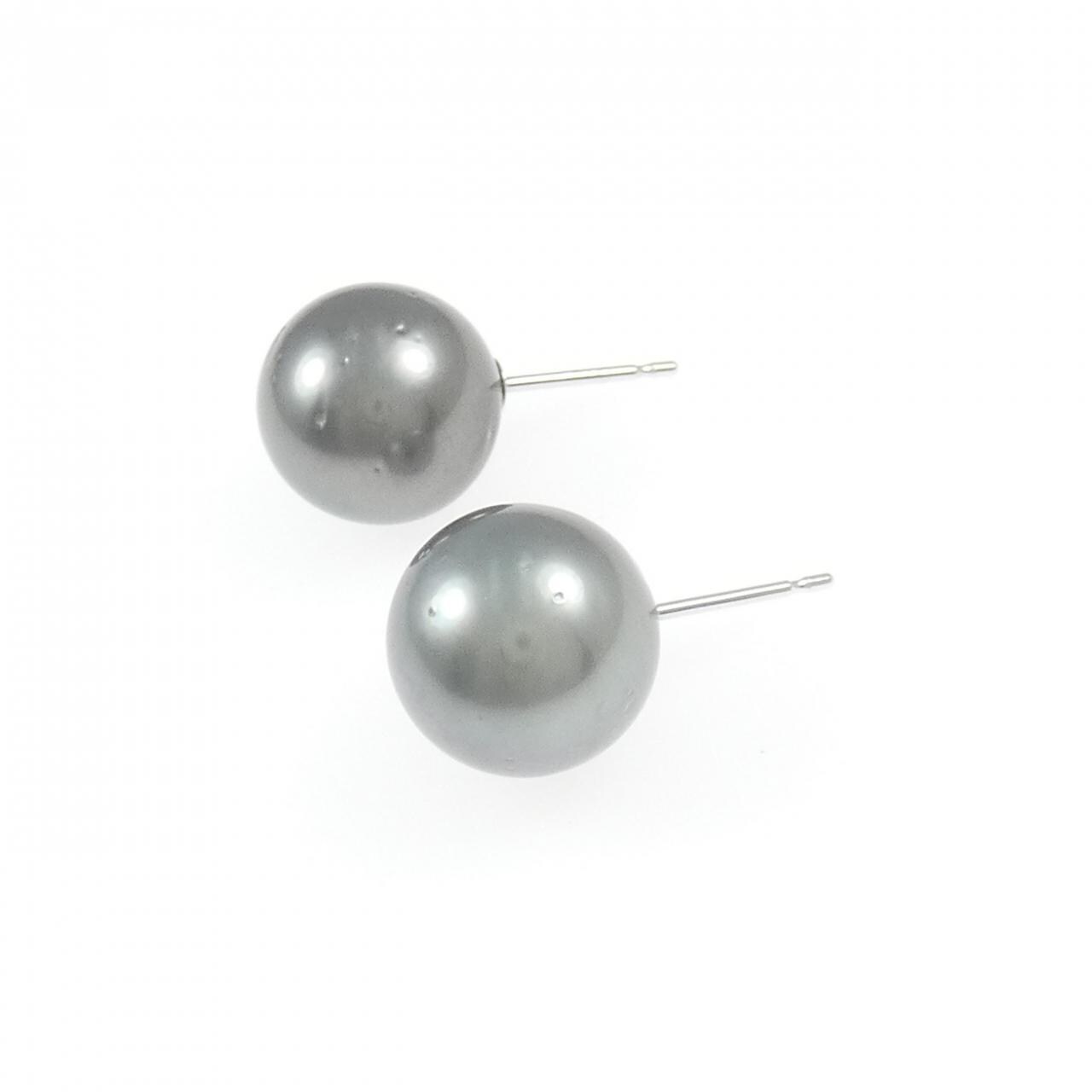 K14WG黒蝶珍珠耳环 11.6mm