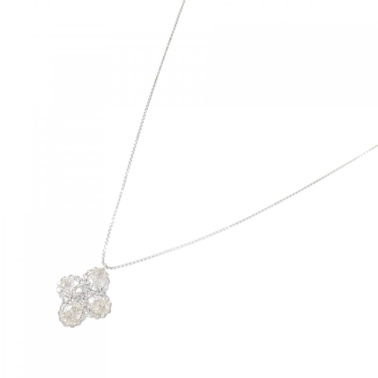 K18WG/PT850 ダイヤモンド ネックレス 1.234CT