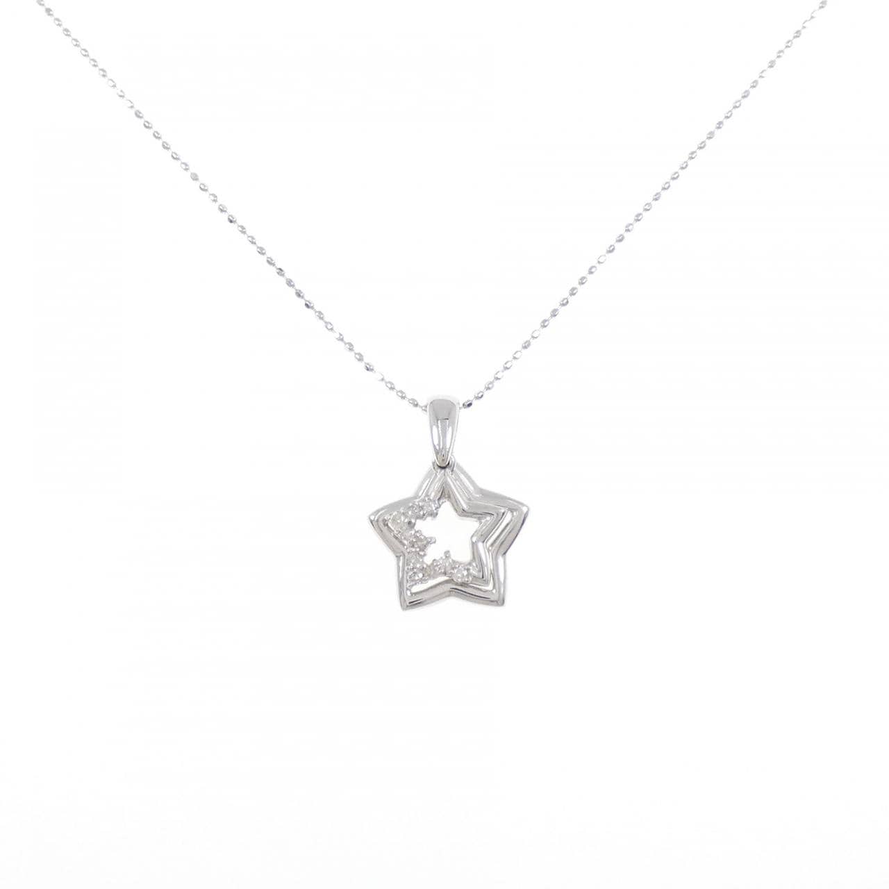 K18WG スター ダイヤモンド ネックレス 0.1CT
