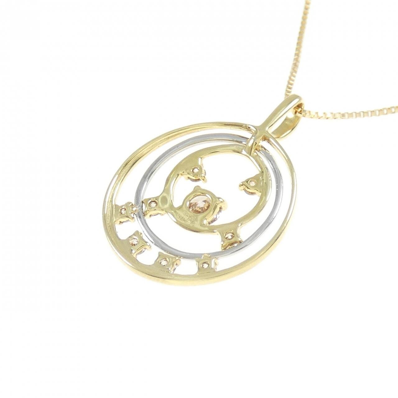 K18YG/PT950 ダイヤモンド ネックレス 0.15CT