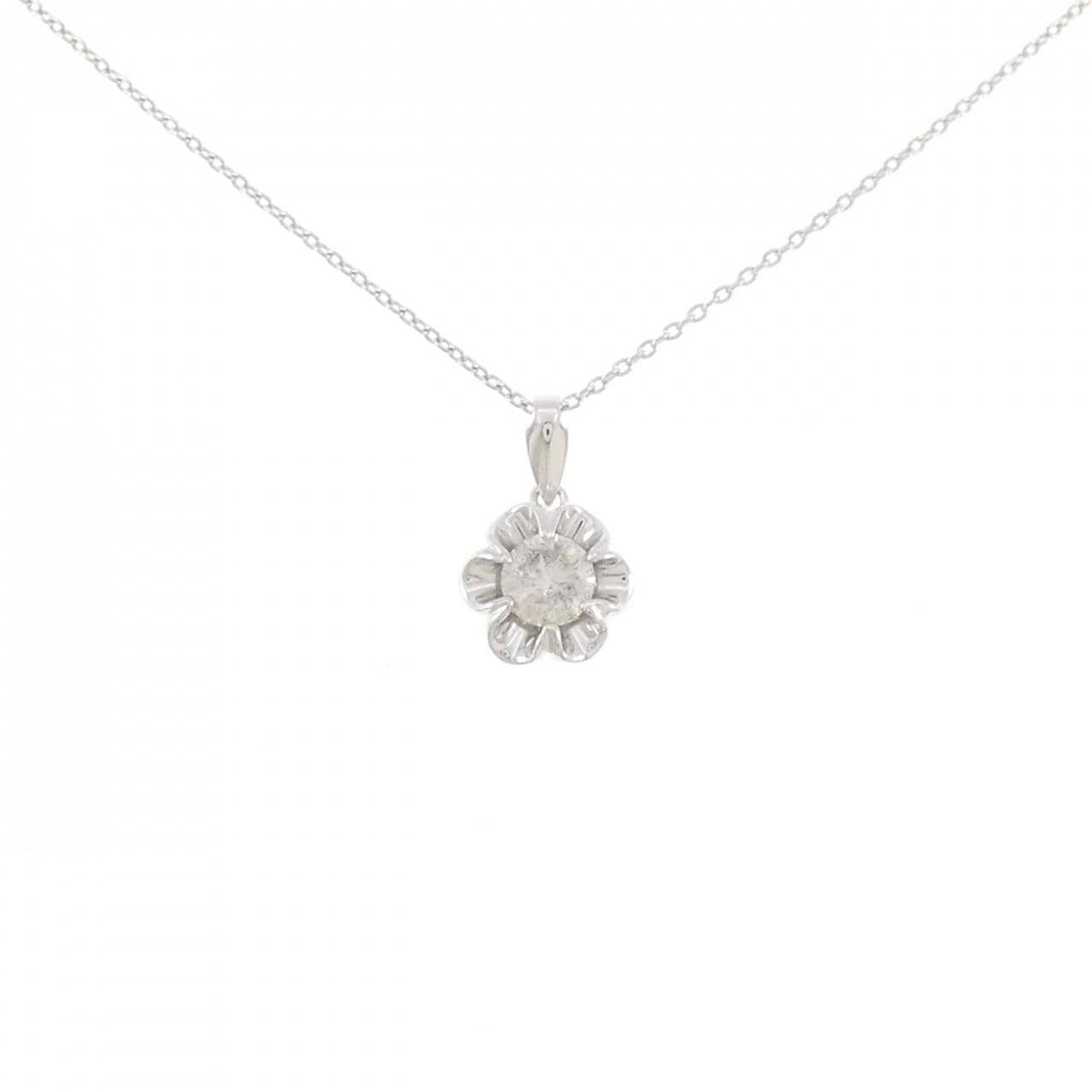 K18WG フラワー ダイヤモンド ネックレス 0.45CT