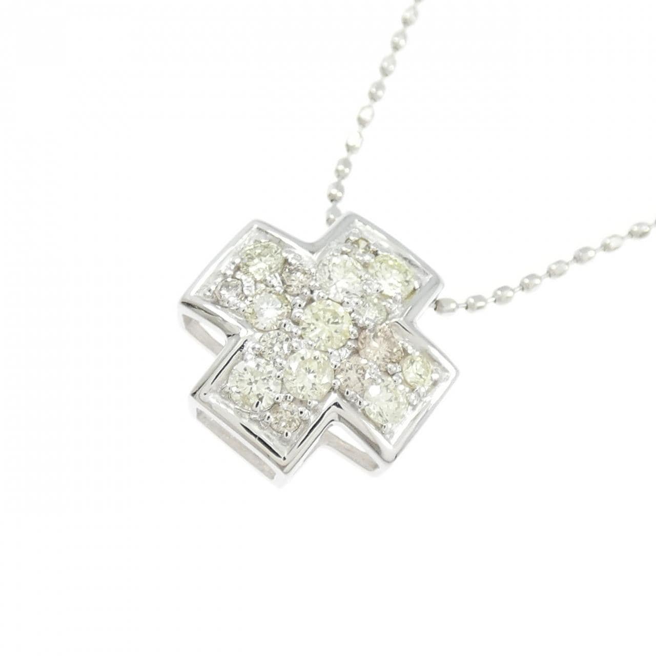 K18WG クロス ダイヤモンド ネックレス 0.50CT