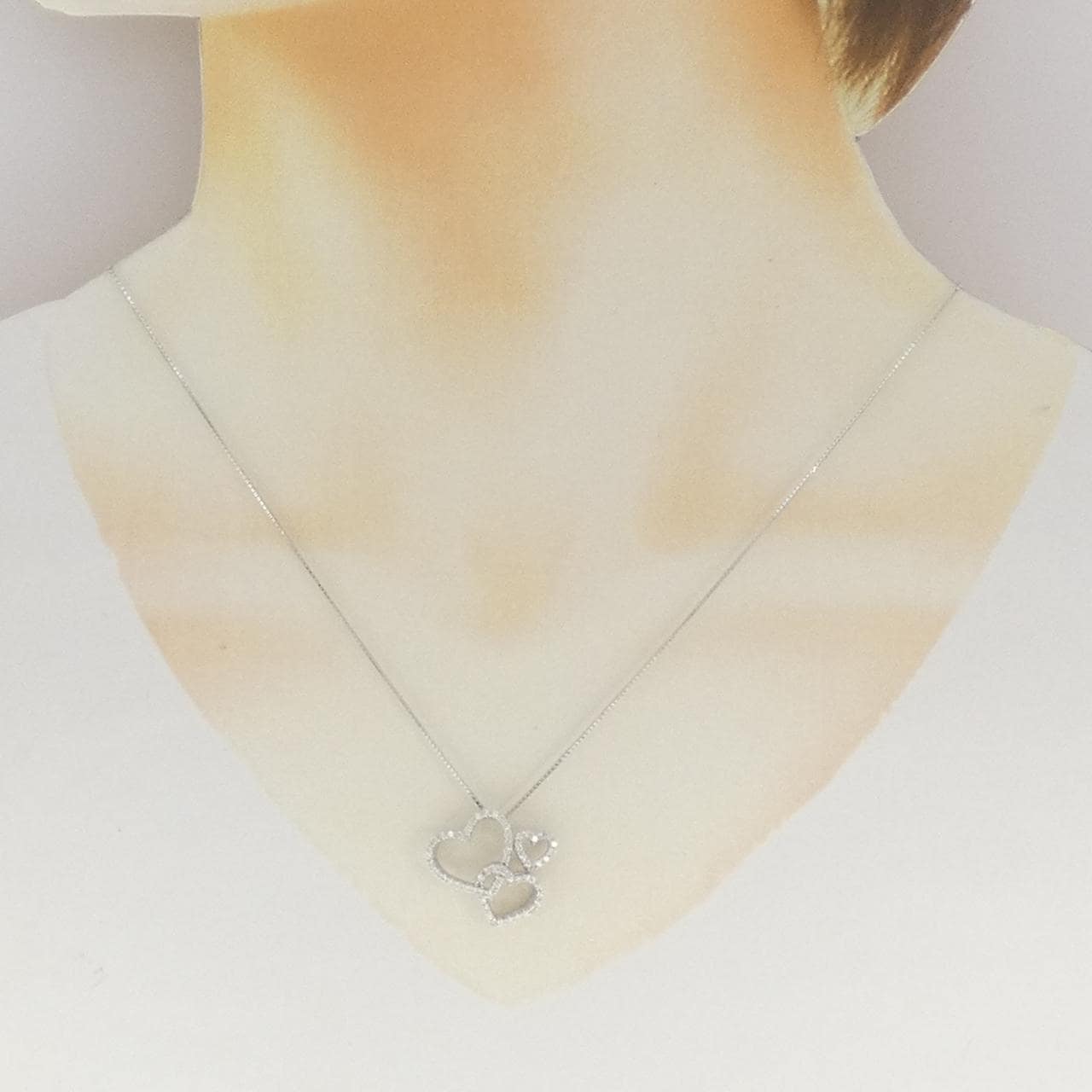 K18WG ハート ダイヤモンド ネックレス 0.50CT