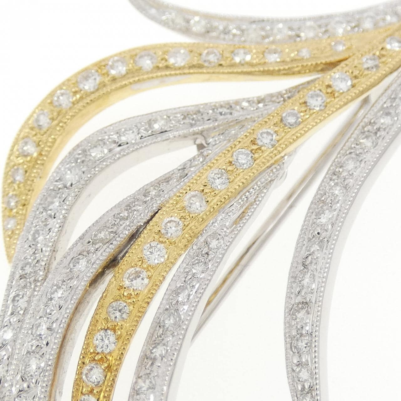 K18YG/K18WG ダイヤモンド ブローチ 0.70CT