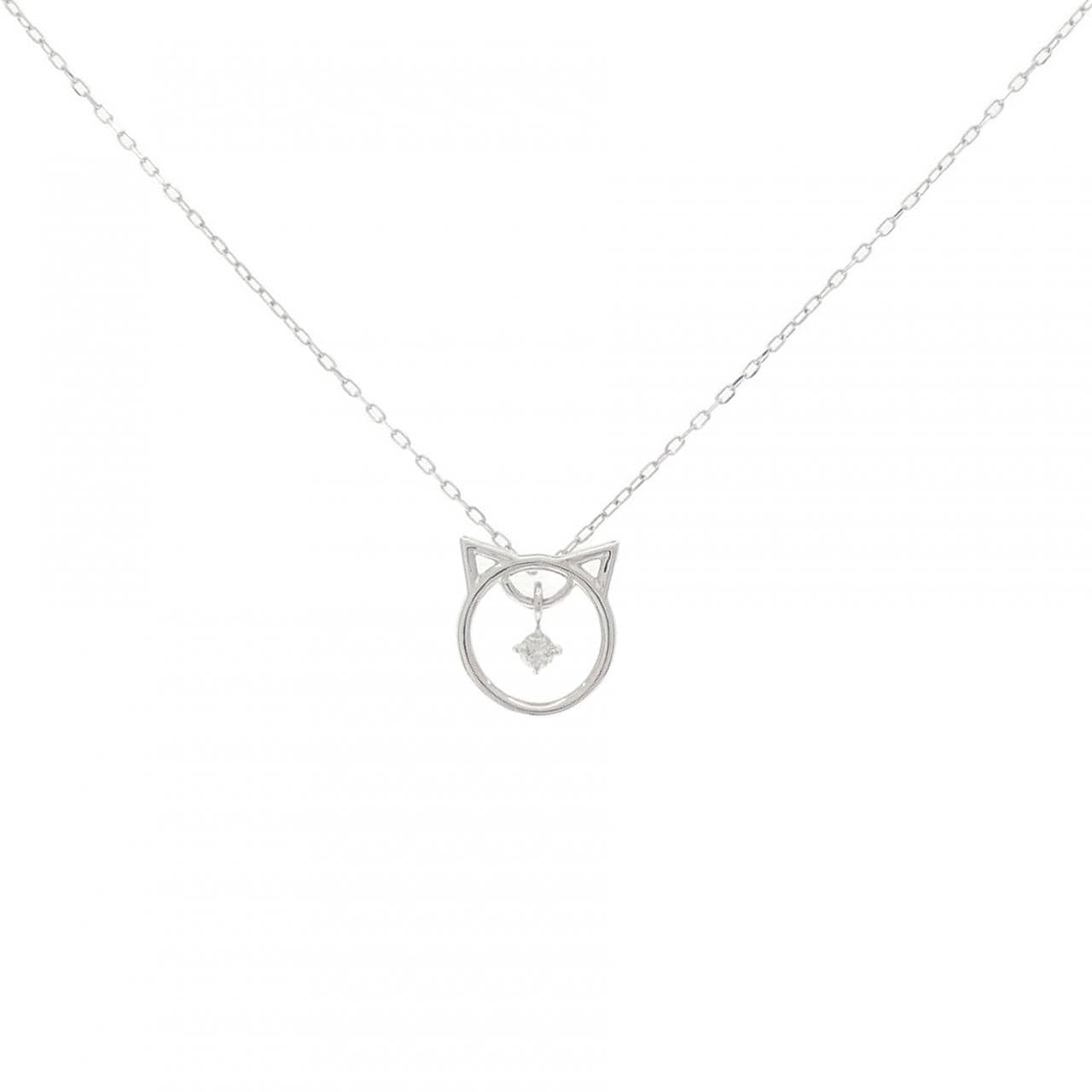 K10WG キャット ダイヤモンド ネックレス 0.03CT