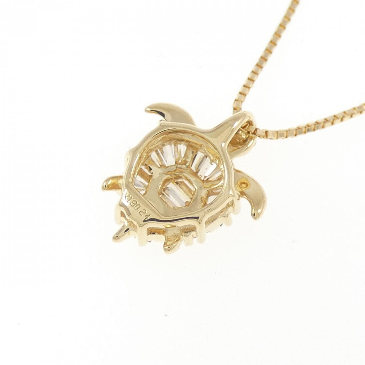 K18YG タートル ダイヤモンド ネックレス 0.24CT