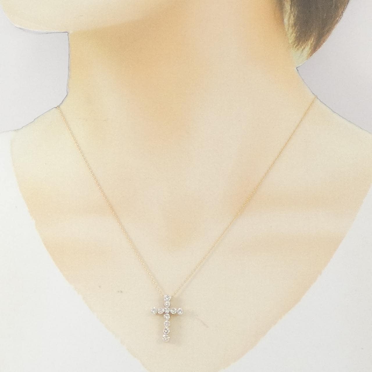 K18YG クロス ダイヤモンド ネックレス 1.00CT