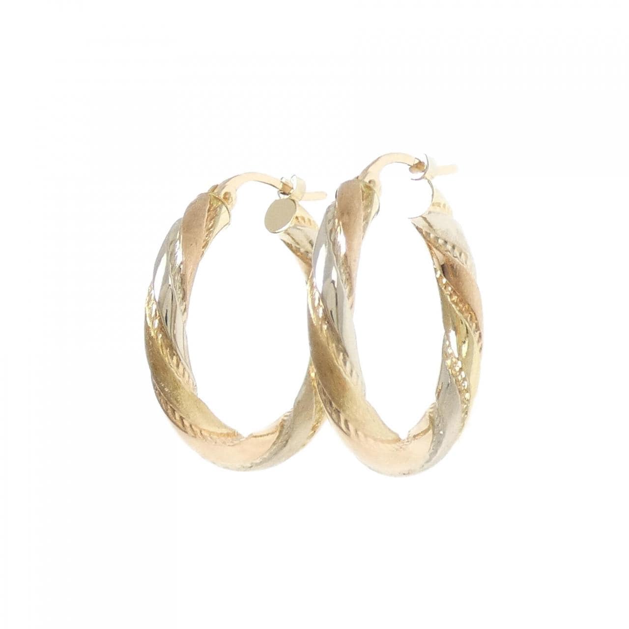 K18スリーカラー フープ ピアス