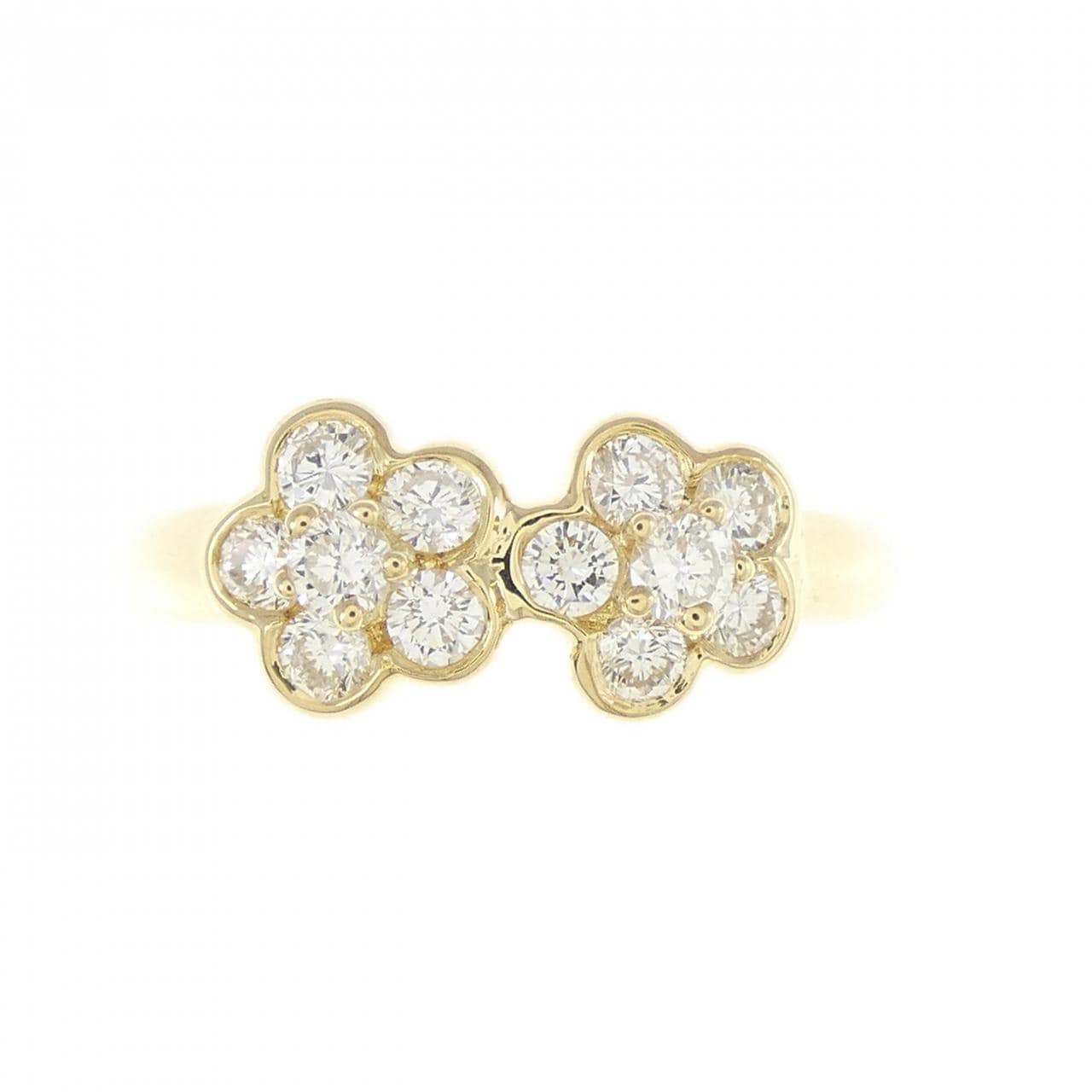 K18YG flower Diamond ring 0.43CT