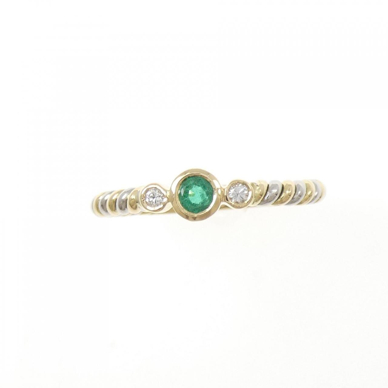 18K/PT900 エメラルド リング 0.17CT