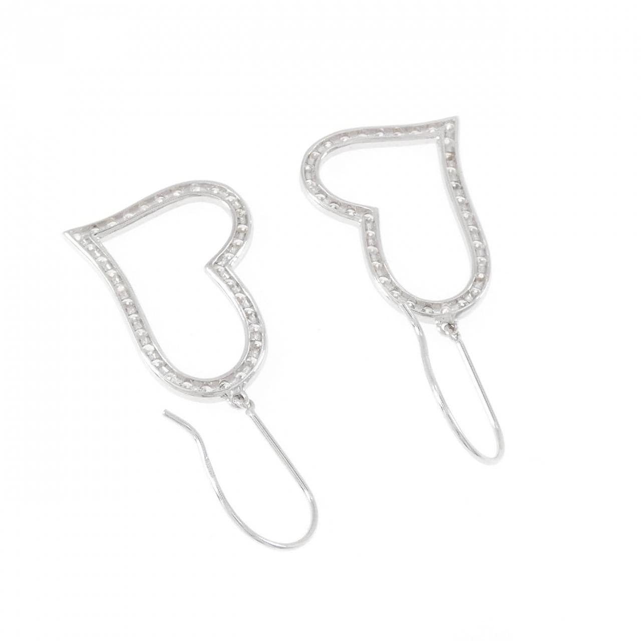 K18WG ハート ダイヤモンド ピアス 1.00CT