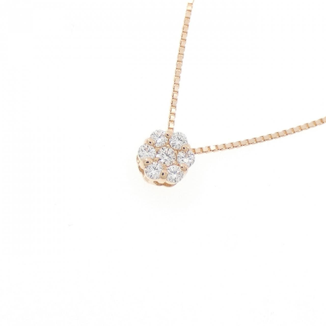 K10PG フラワー ダイヤモンド ネックレス 0.10CT