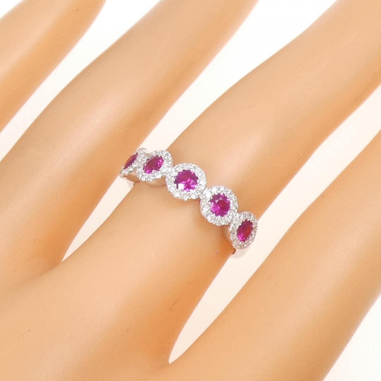 K18WG ルビー リング 0.75CT