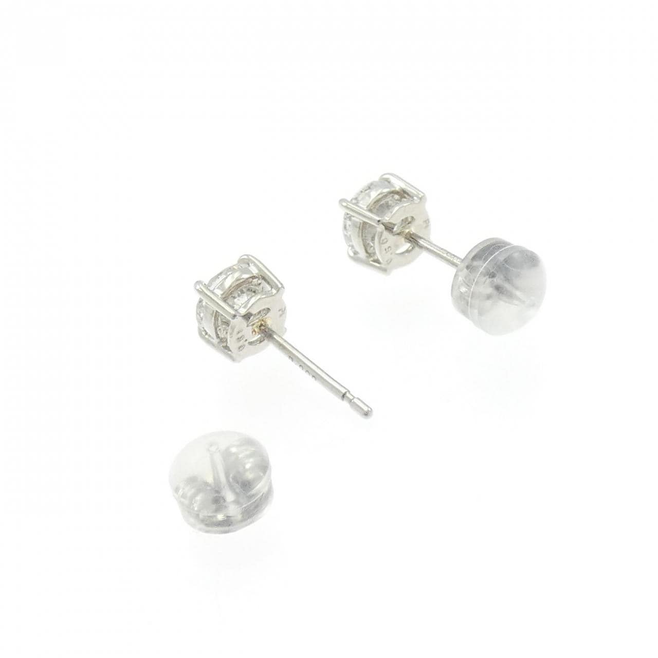 PT900 ソリティア ダイヤモンド ピアス 1.01CT