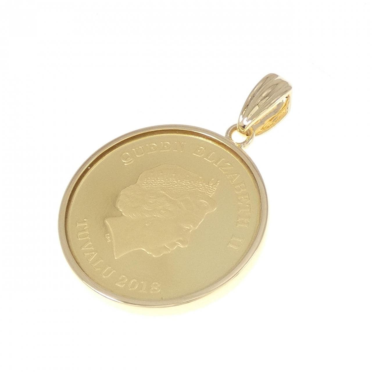 K18YG frame coin pendant