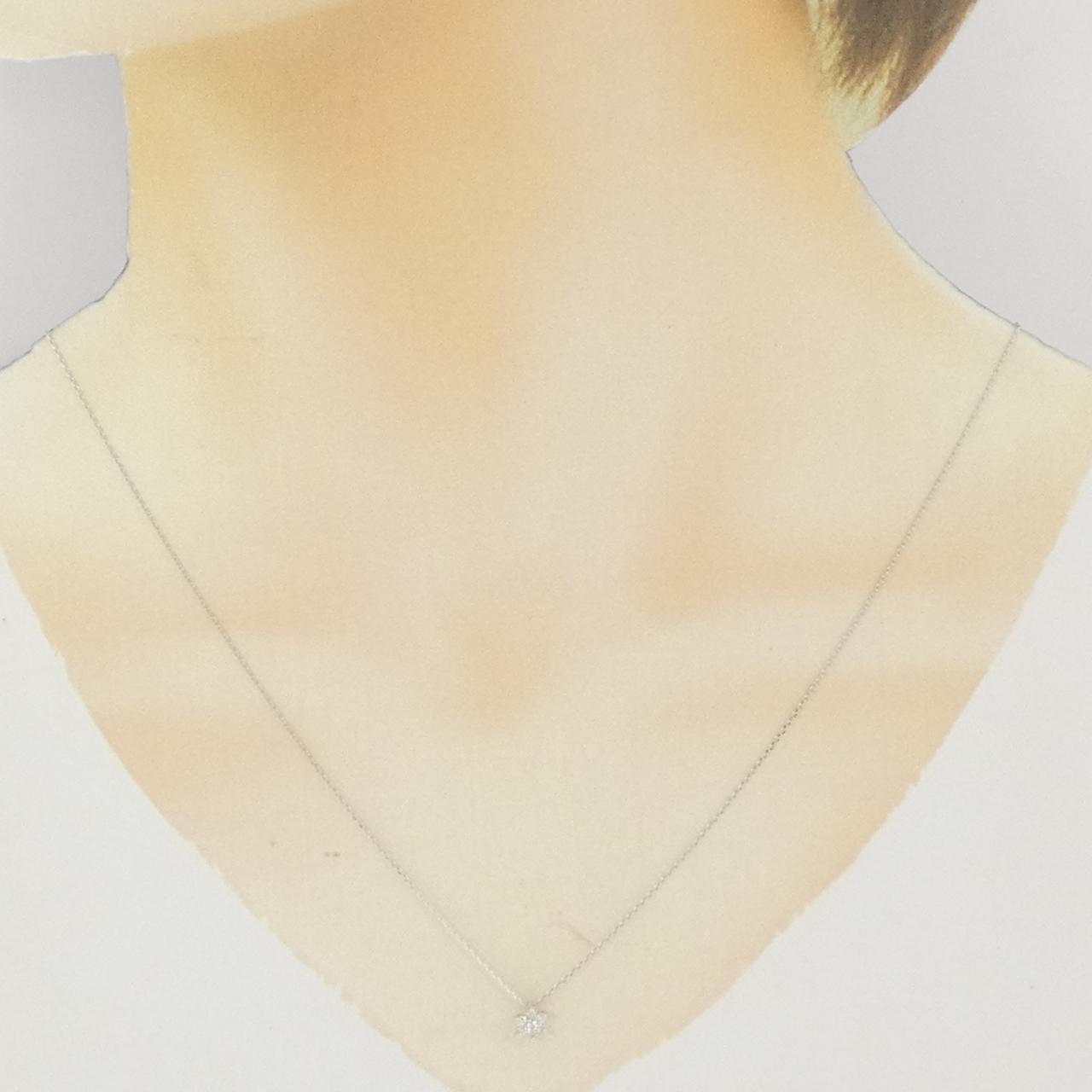 K18WG フラワー ダイヤモンド ネックレス 0.10CT