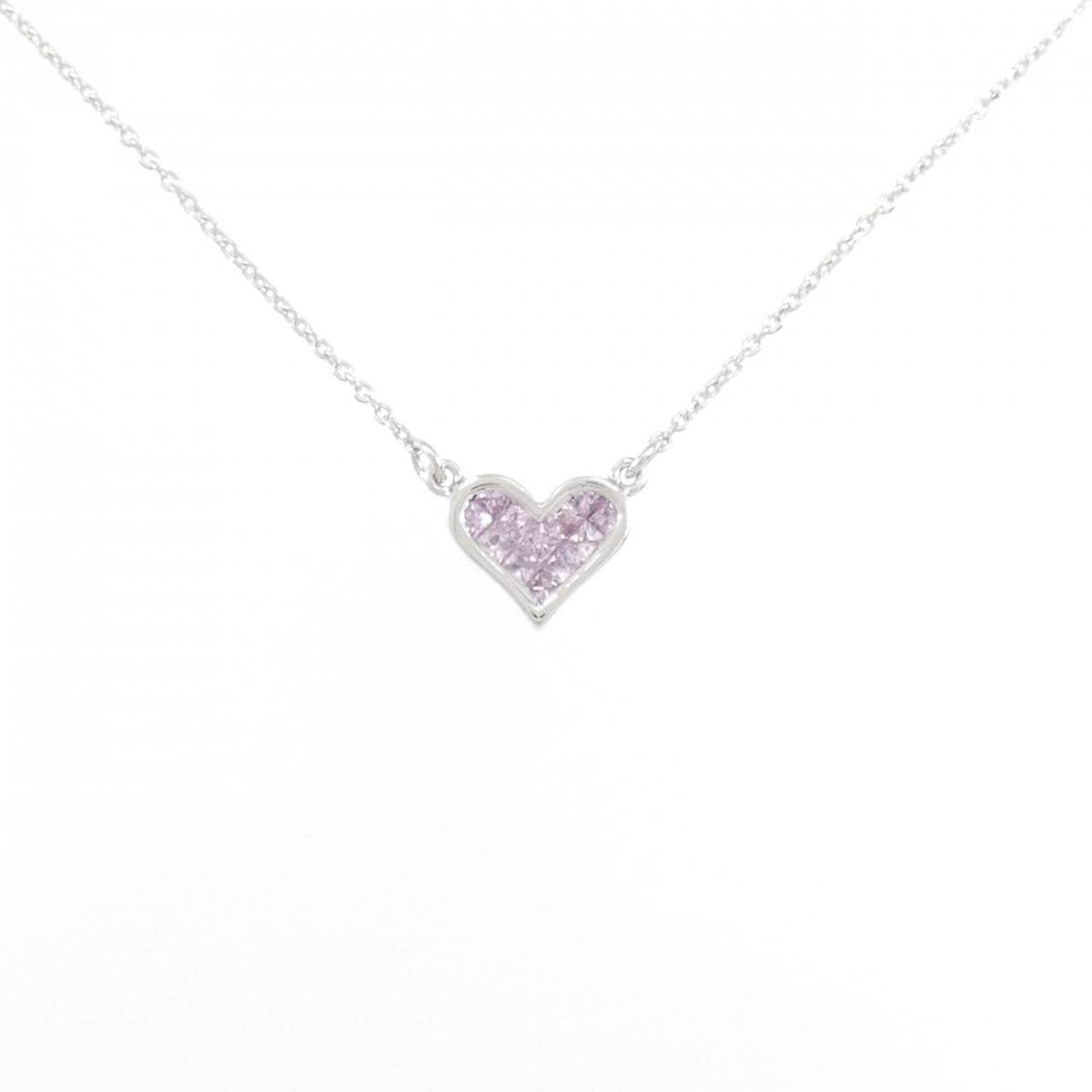K10WG ハート サファイヤ ネックレス 0.26CT