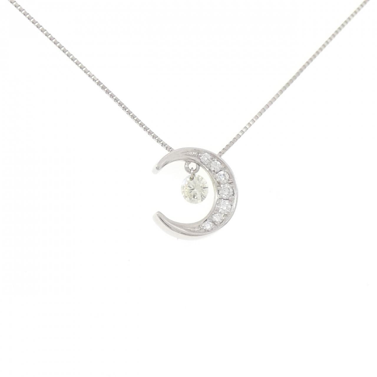 PT900/PT850 ムーン ダイヤモンド ネックレス 0.219CT