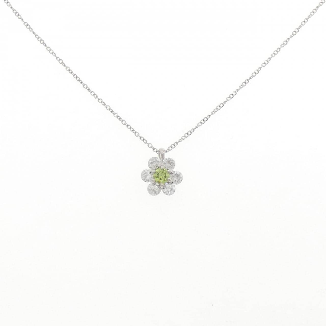 PT900/PT850 フラワー デマントイドガーネット ネックレス 0.18CT