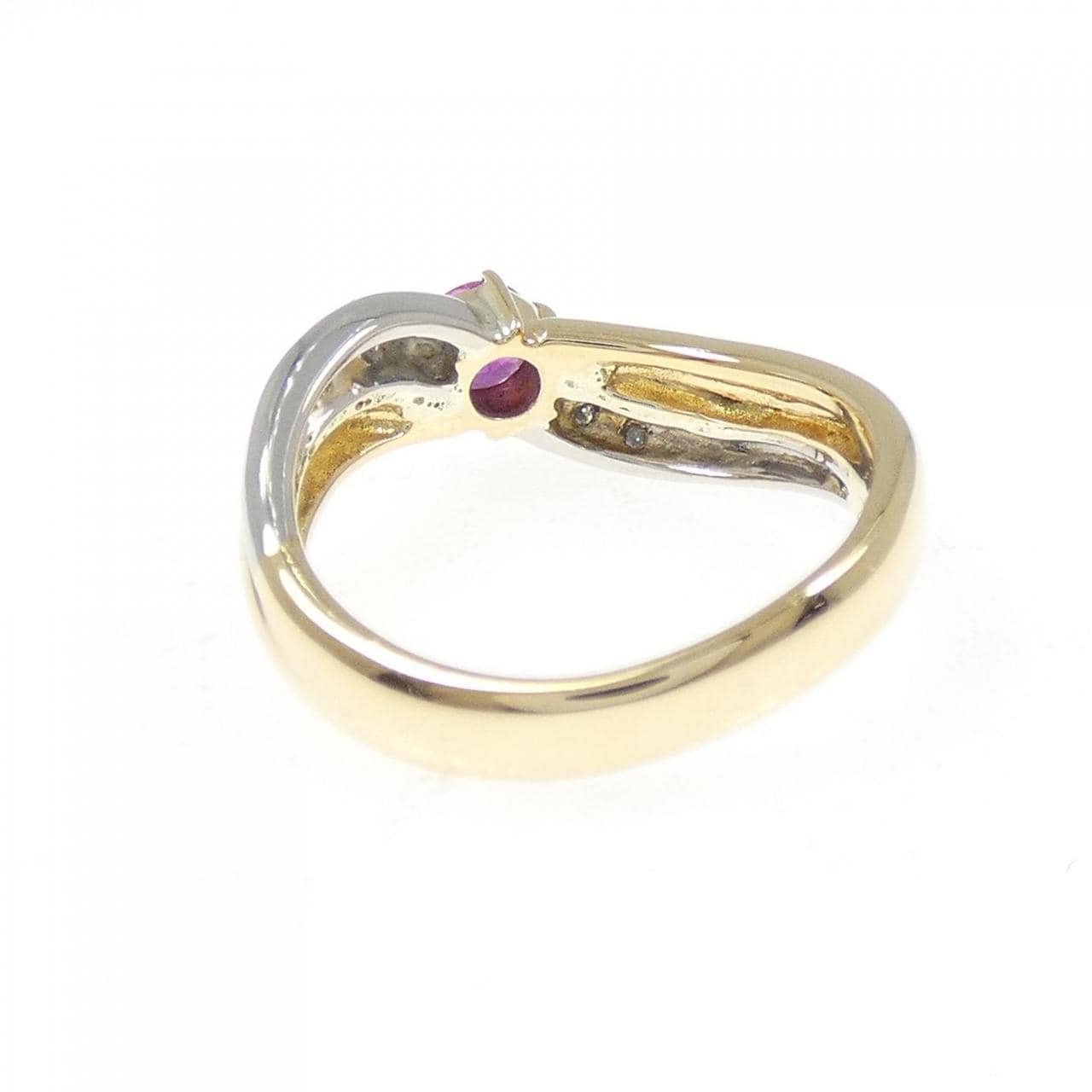 K18YG/PT900 ルビー リング 0.21CT