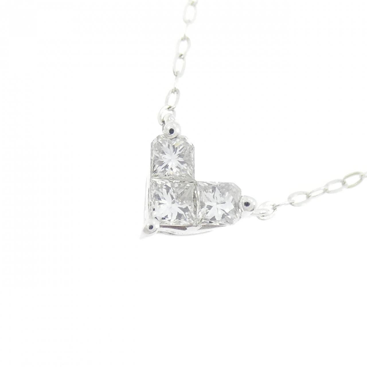 K18WG ハート ダイヤモンド ネックレス 0.25CT