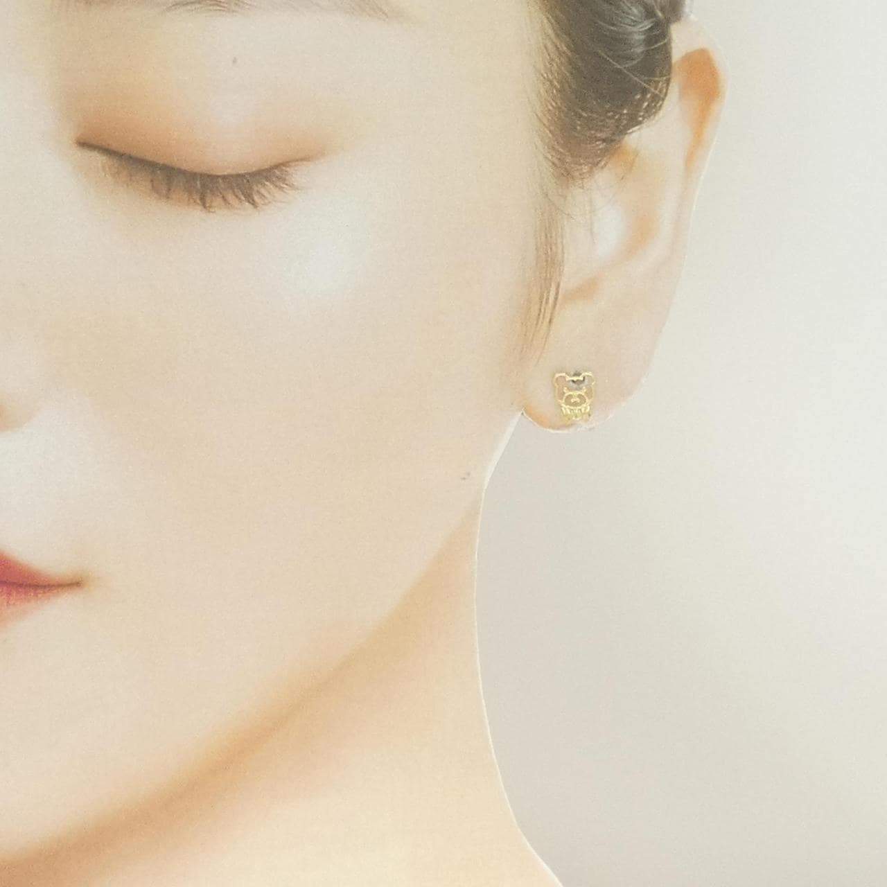 【新品】K18YG ベア×リボン ピアス