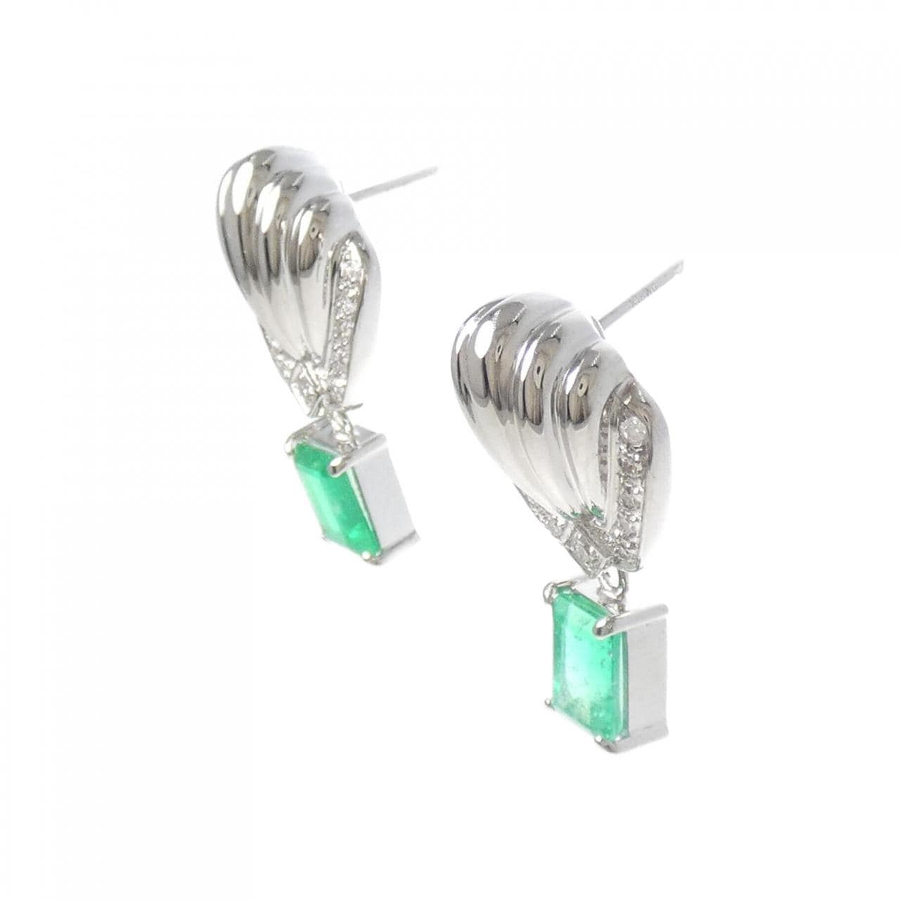 K18WG エメラルド ピアス 1.88CT