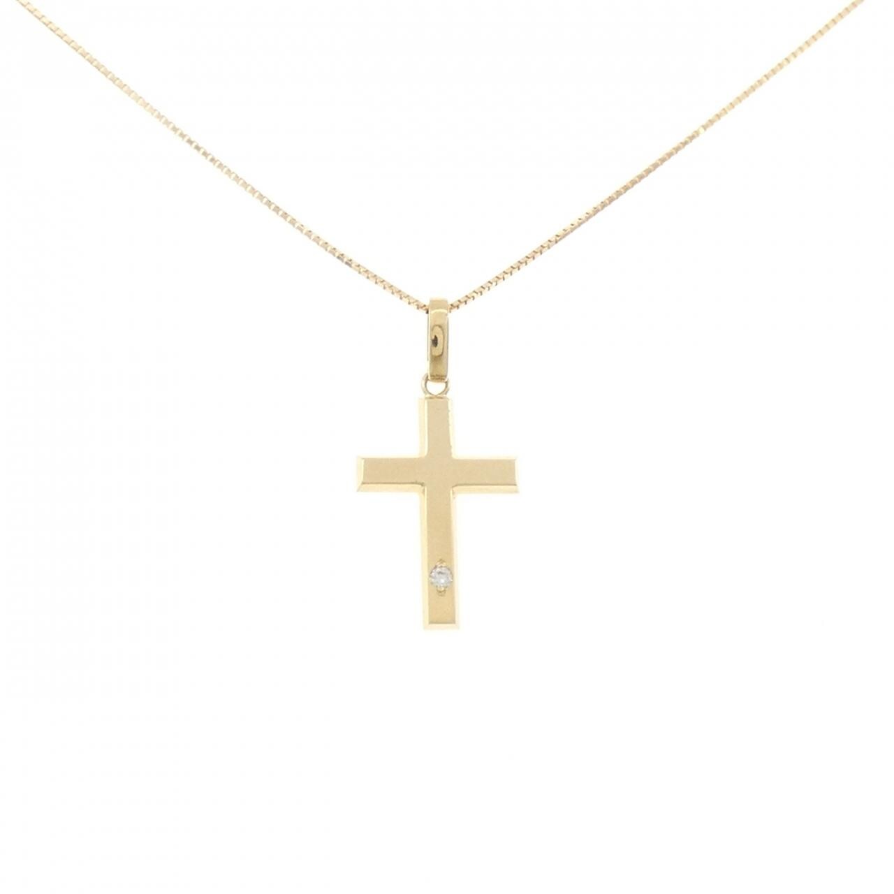 K18YG クロス ダイヤモンド ネックレス 0.02CT