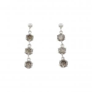K18WG スリーストーン ダイヤモンド ピアス 1.0CT