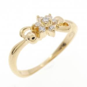 K18YG フラワー ダイヤモンド リング 0.07CT