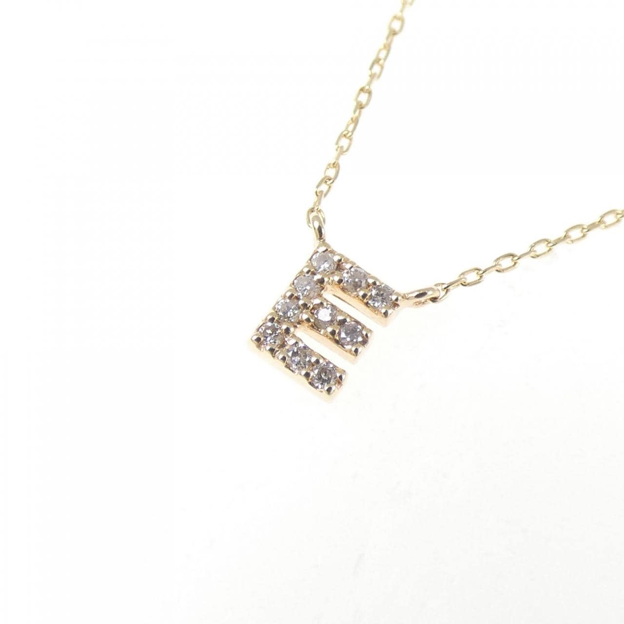 K10YG イニシャルE ダイヤモンド ネックレス 0.04CT