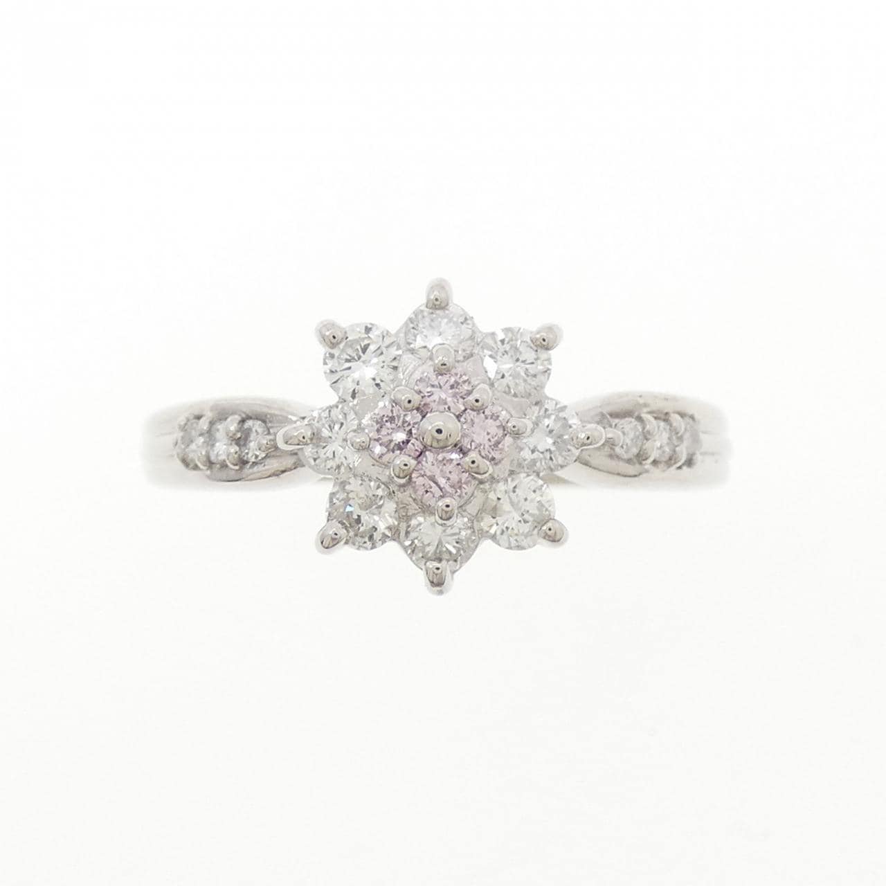 PT900 フラワー ピンクダイヤモンド リング 0.09CT