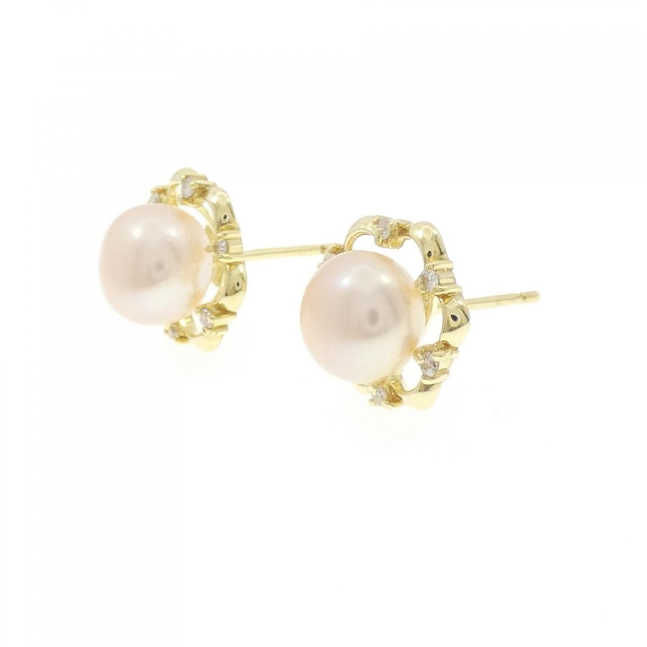 K18YG 淡水パール ピアス 7.5mm