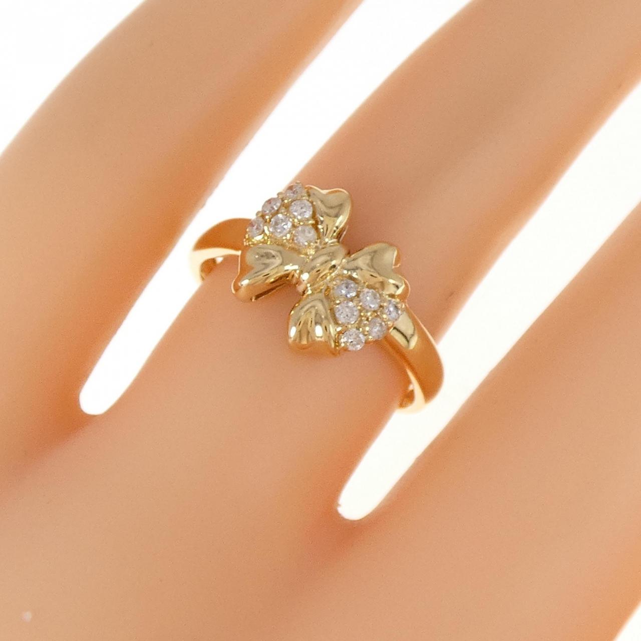 K18YG リボン ダイヤモンド リング 0.15CT