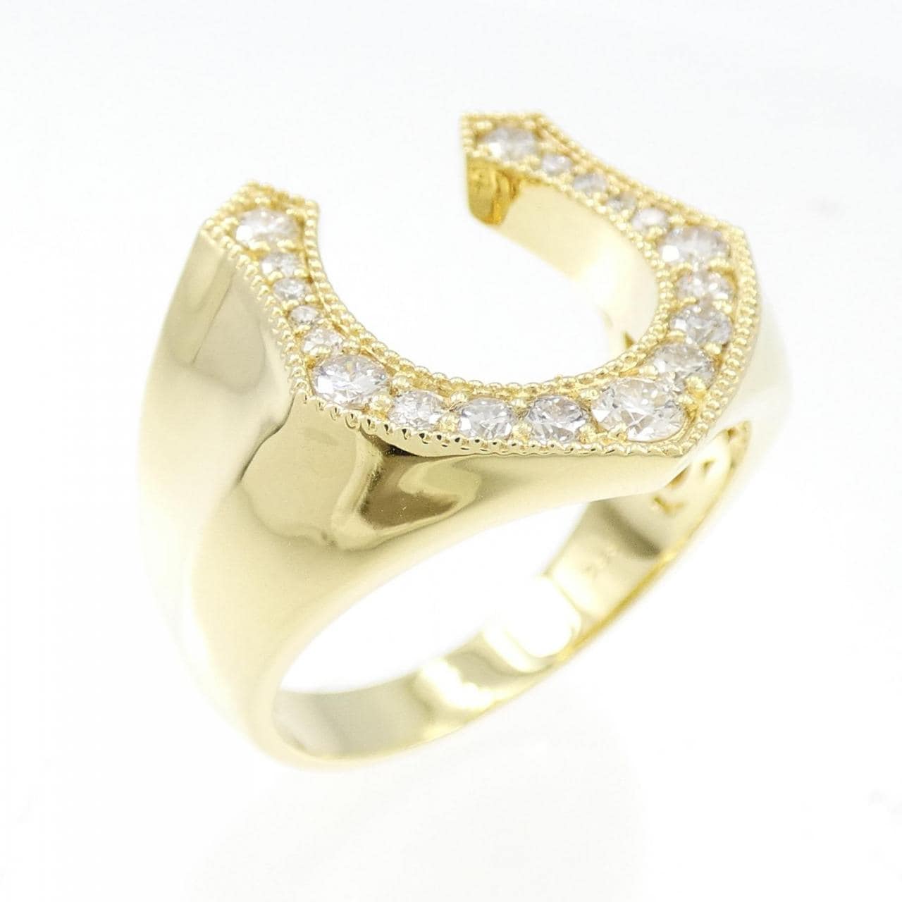 [新品] K18黄金马蹄形钻石戒指 0.53CT