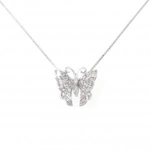 K18WG バタフライ ダイヤモンド ネックレス 0.27CT