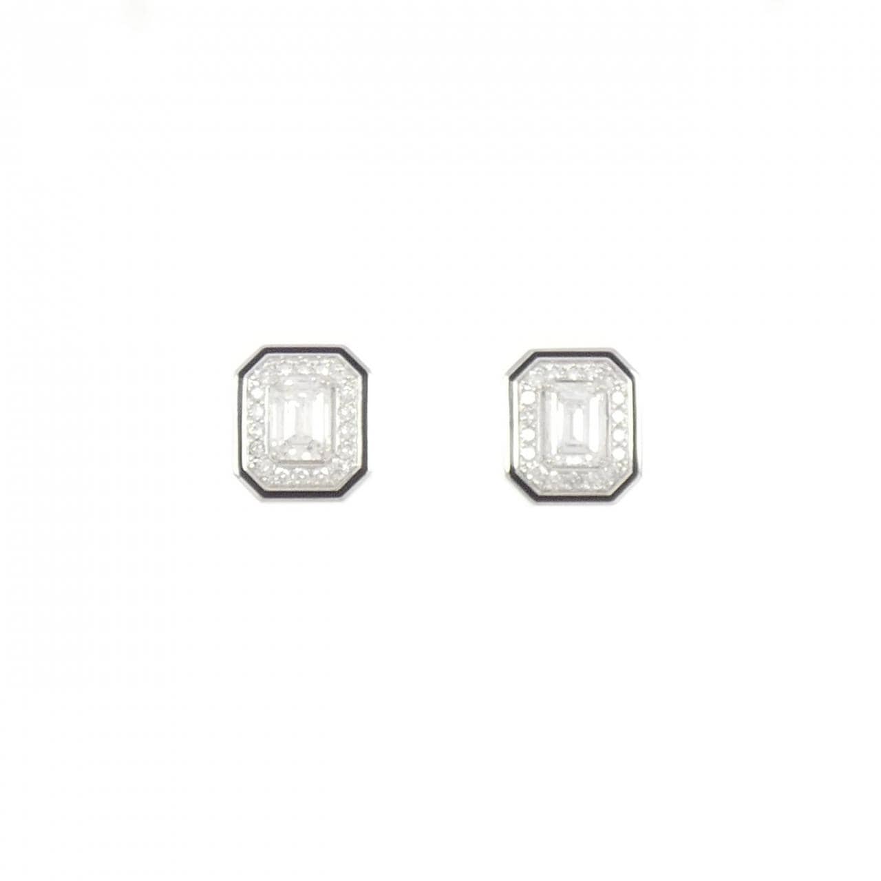 ブシュロン ヴァンドーム リズレ スタッズ ピアス 0.34CT 0.32CT E-F IF-VVS1 エメラルドカット