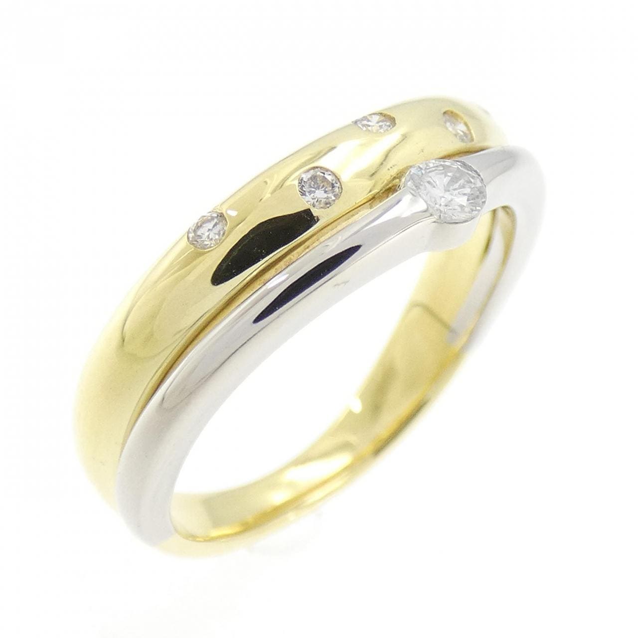 K18YG/PT900 ダイヤモンド リング 0.10CT