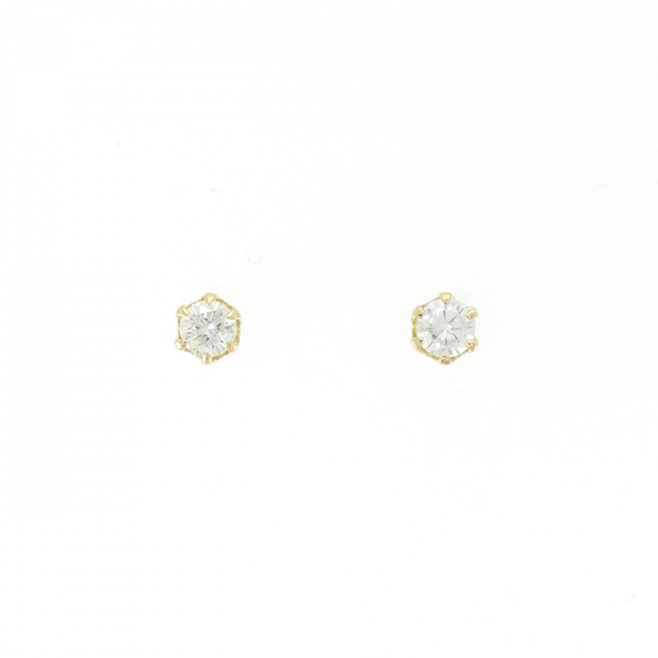 K18YG ソリティア ダイヤモンド ピアス 0.30CT
