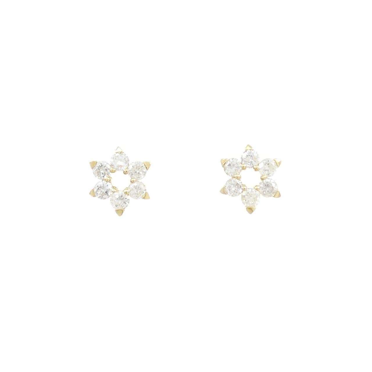 K18YG フラワー ダイヤモンド ピアス 0.50CT
