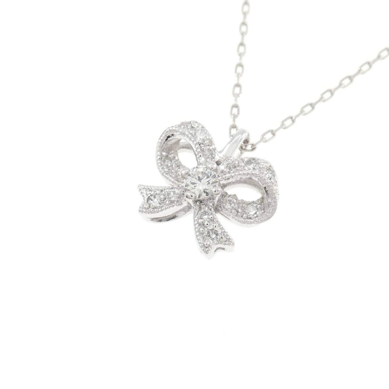 PT900/PT850 リボン ダイヤモンド ネックレス 0.13CT