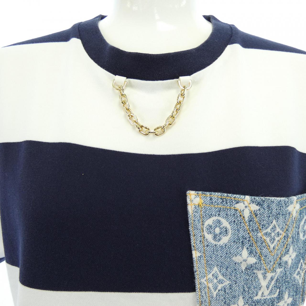 LOUIS VUITTON Striped Monogram Pocket T-Shirt FMTS13LO7