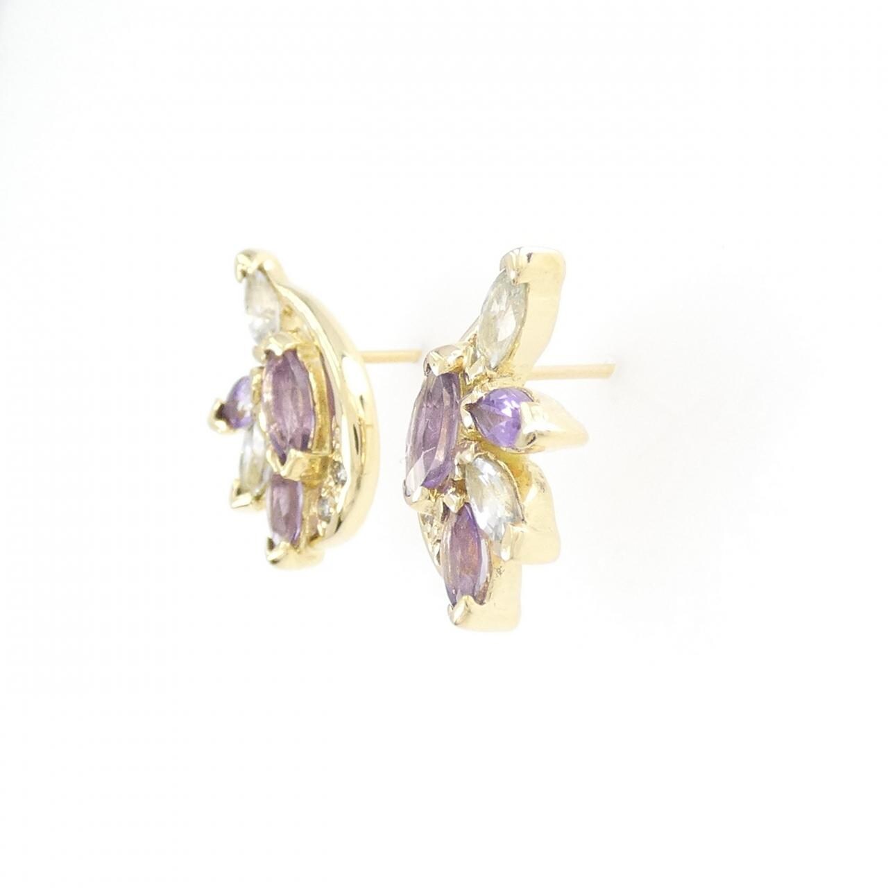 K18YG colored stone earrings
