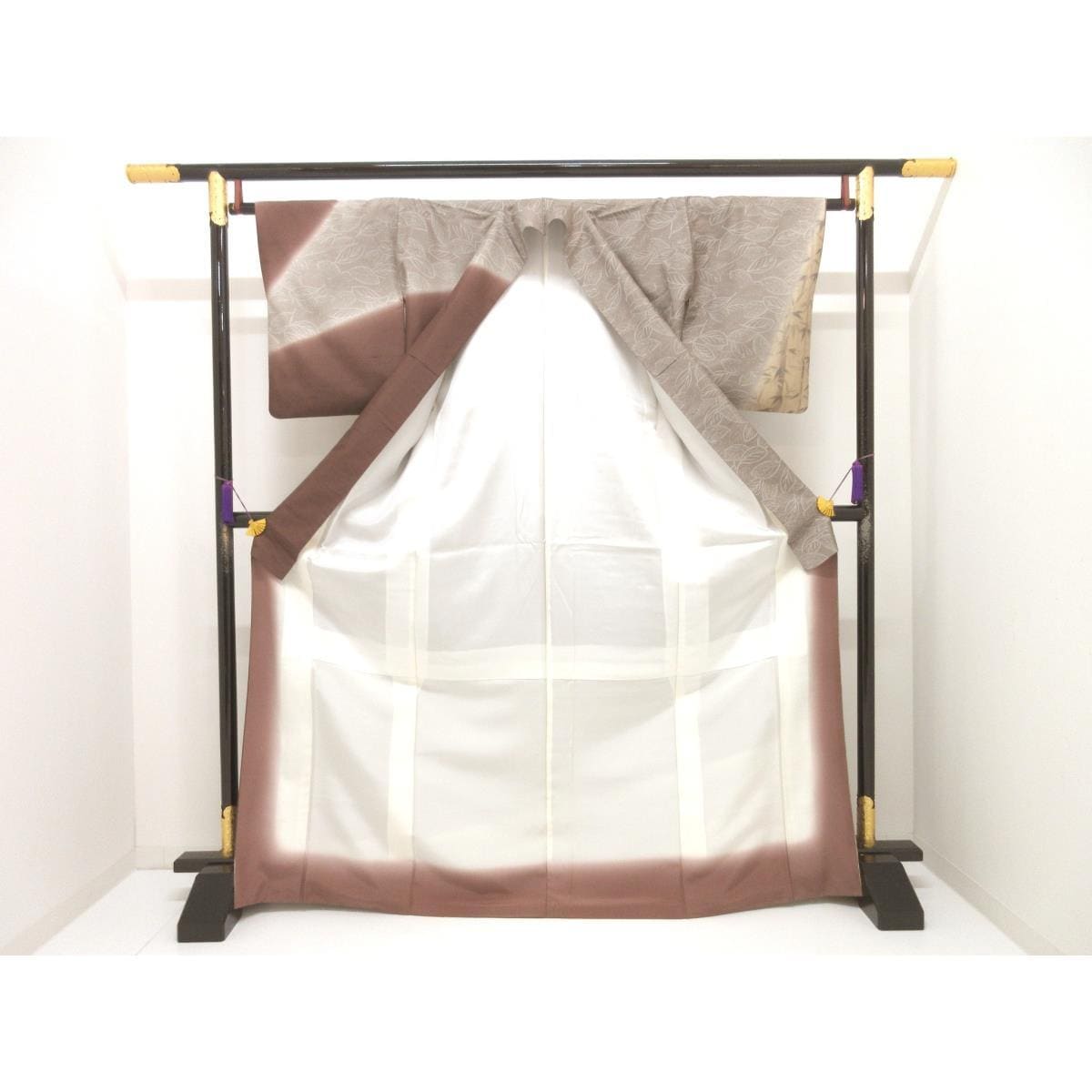 上門服繭綢織柿澀染